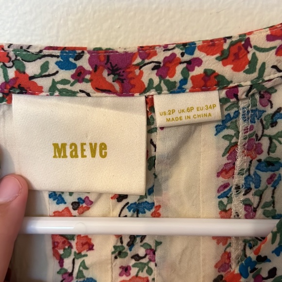 Anthropologie Maeve Floral Hiver Ivory Blouse Lace Button up Top Women's Size 2P - Picture 4 of 5